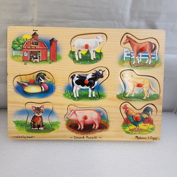 Melissa and Doug Farm Animals Peg Puzzle Sound Puzzle #268 Works - Picture 3 of 6